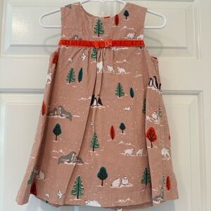 Baby Boden Pink Penguin Winter Corduroy Dress Jumper , 12-18m
